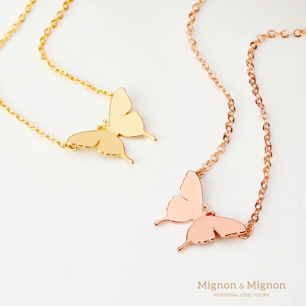 rose gold butterfly necklace