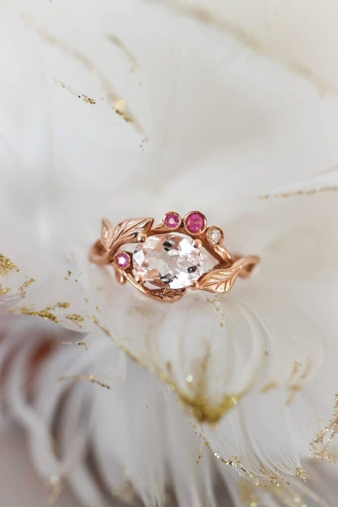 Branch engagement ring with morganite