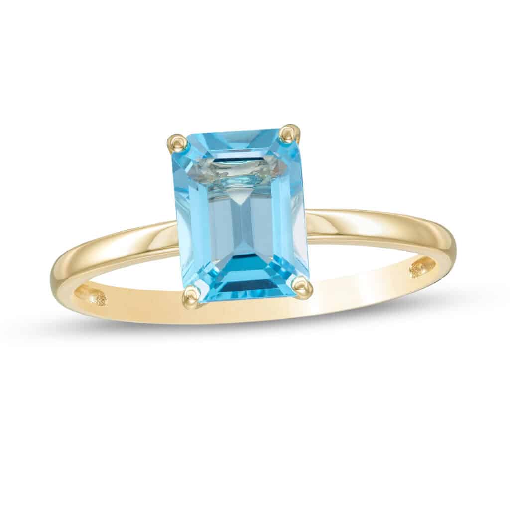 Emerald Cut Topaz Solitaire Ring