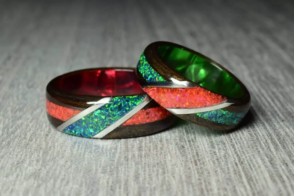 Eucalyptus wood ring set