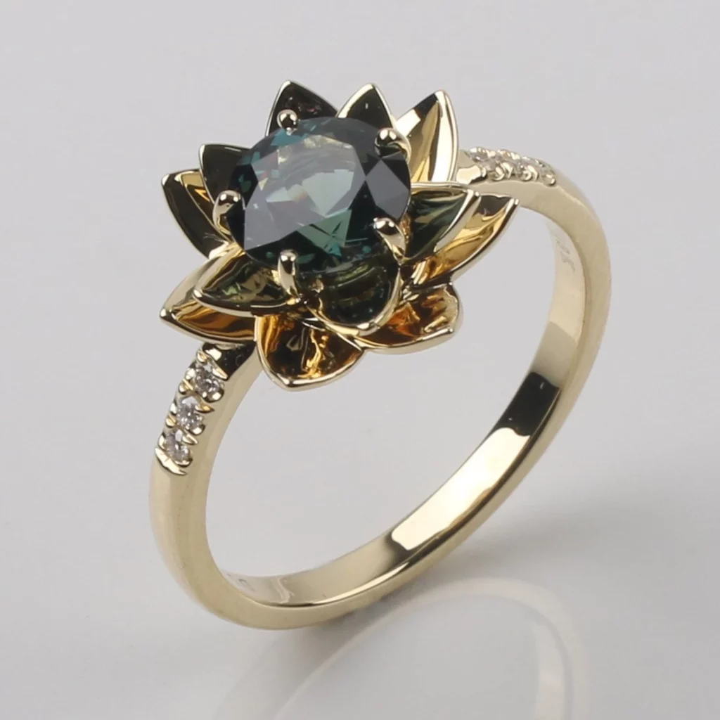 Lotous Flower Engagement Ring