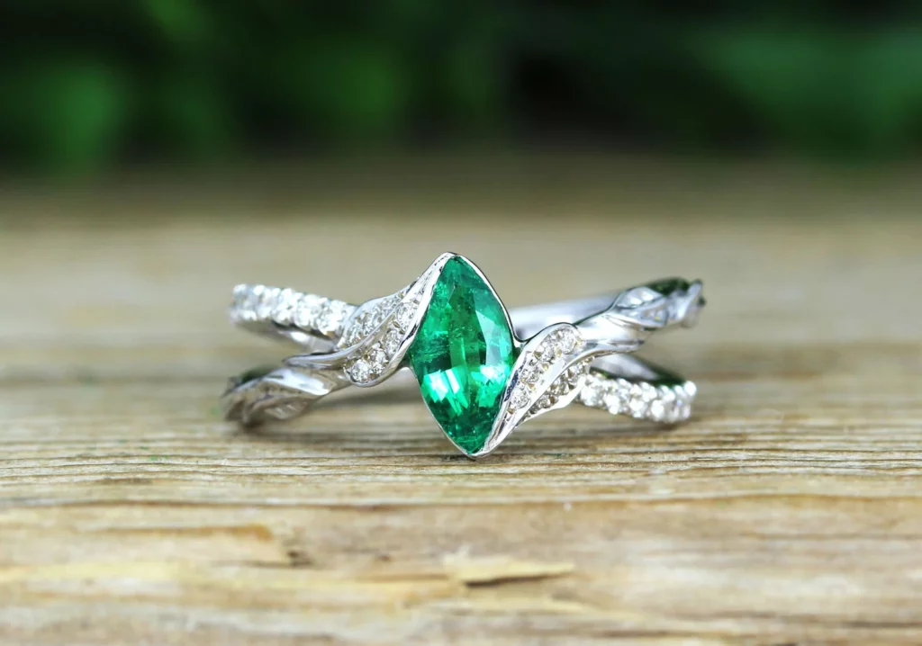 Marquise Emerald Engagement Ring