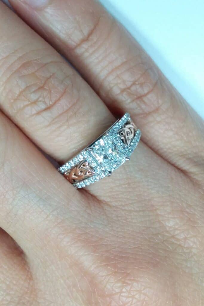 Radiant Diamond Celtic Trinity Knot Engagement Ring