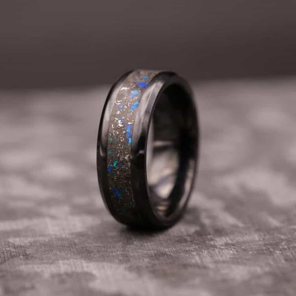 Star Dust Ring in Black Ceramic