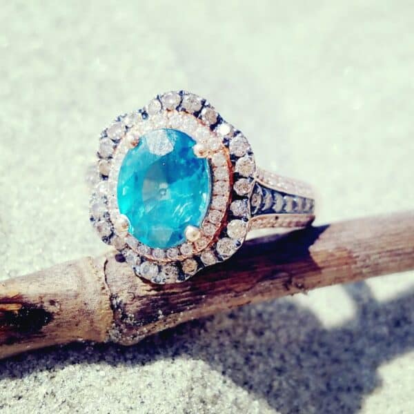 light blue engagement ring
