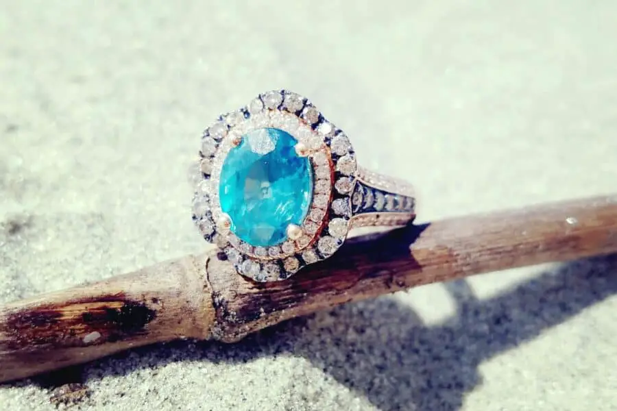 light blue engagement ring