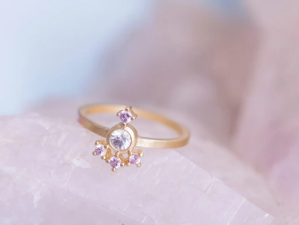 pink sapphire gold ring