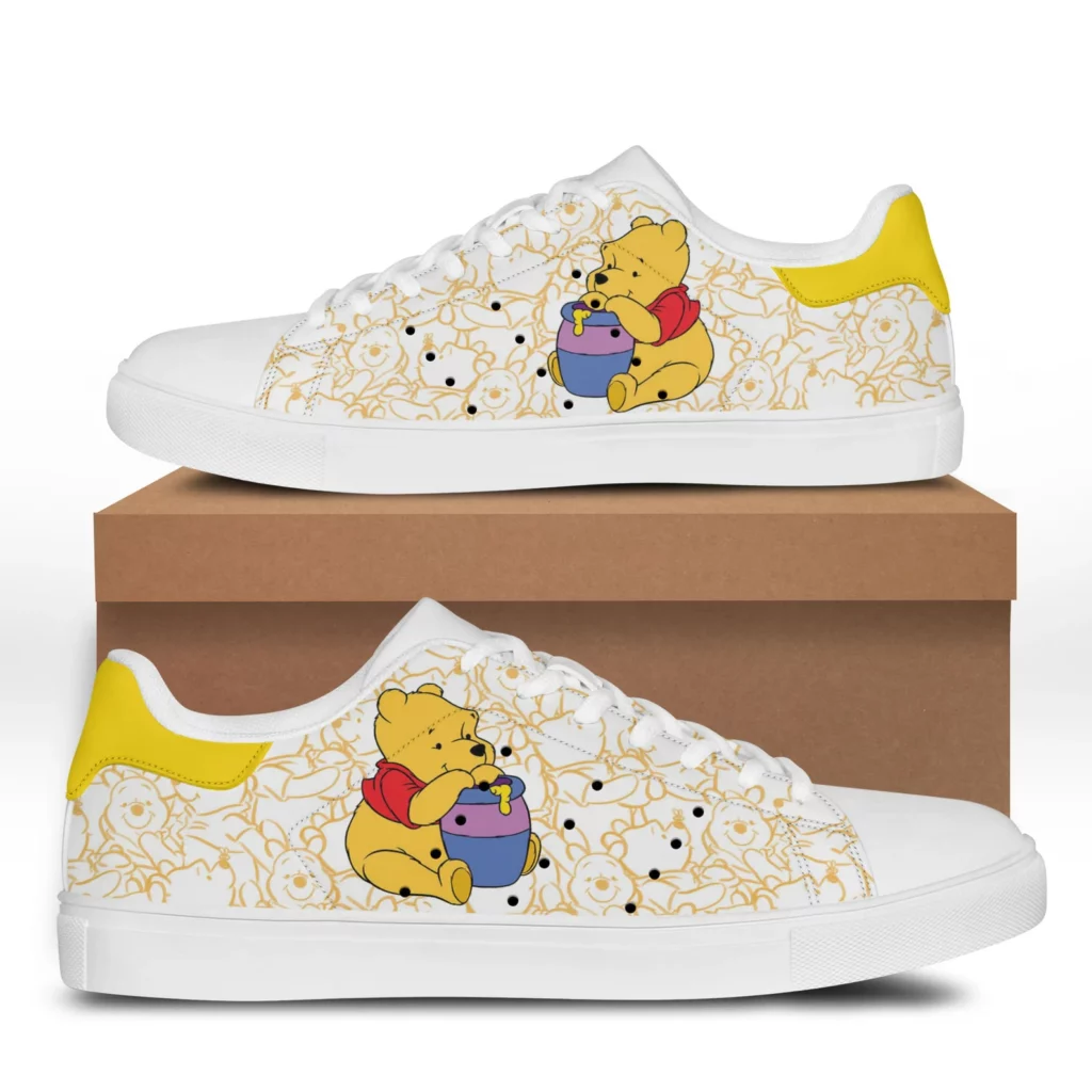 pooh bear yellow white skate shoes