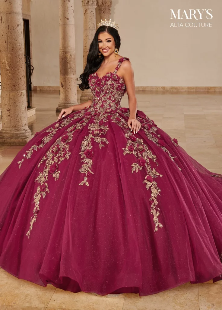 3d floral quinceanera dress