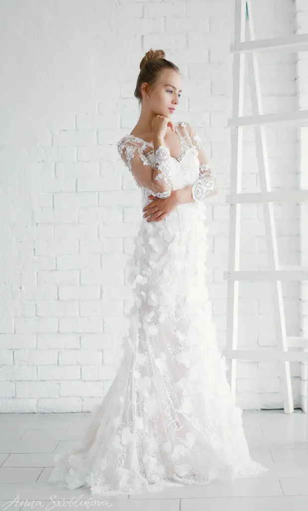 Luxurious 3D Flowers Wedding Dress