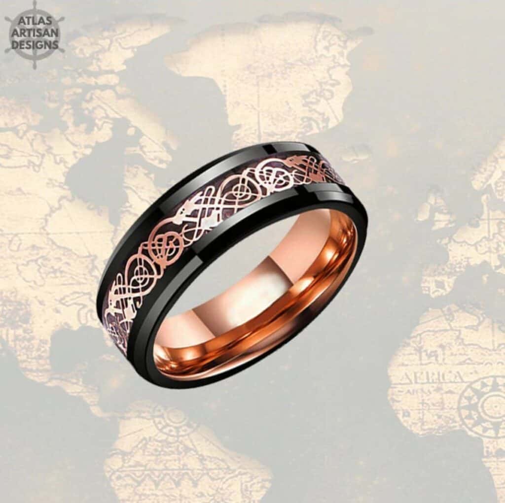 Norse Rose Gold Mens Wedding Band 1